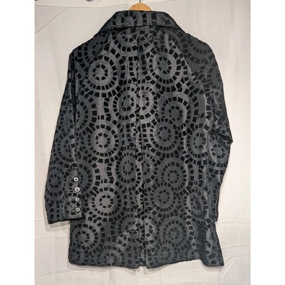 UBU Women's Black Mosaic Style Button Up Jacket Sz S Whimsigoth Statement Edgy - Picture 5 of 10